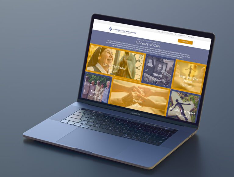 A Legacy of care homepage design show on a laptop screen
