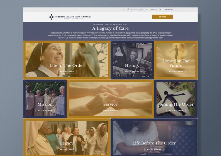 A Legacy of care homepage design