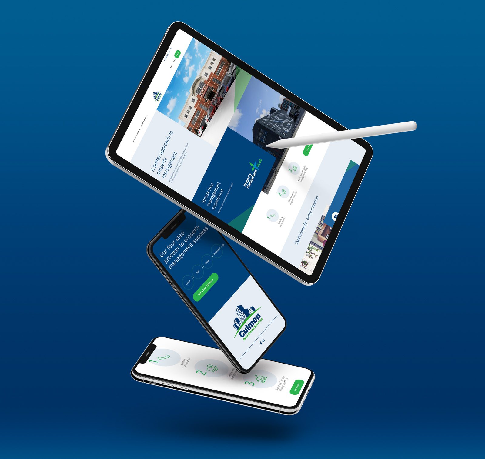 Culmen Services website design shown on the screens of various mobile devices