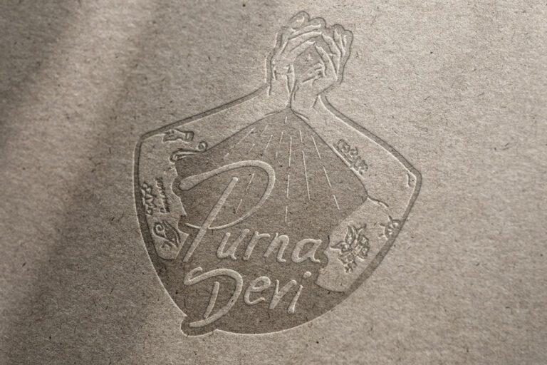 Perna Devi logo shown as a letter pressed design